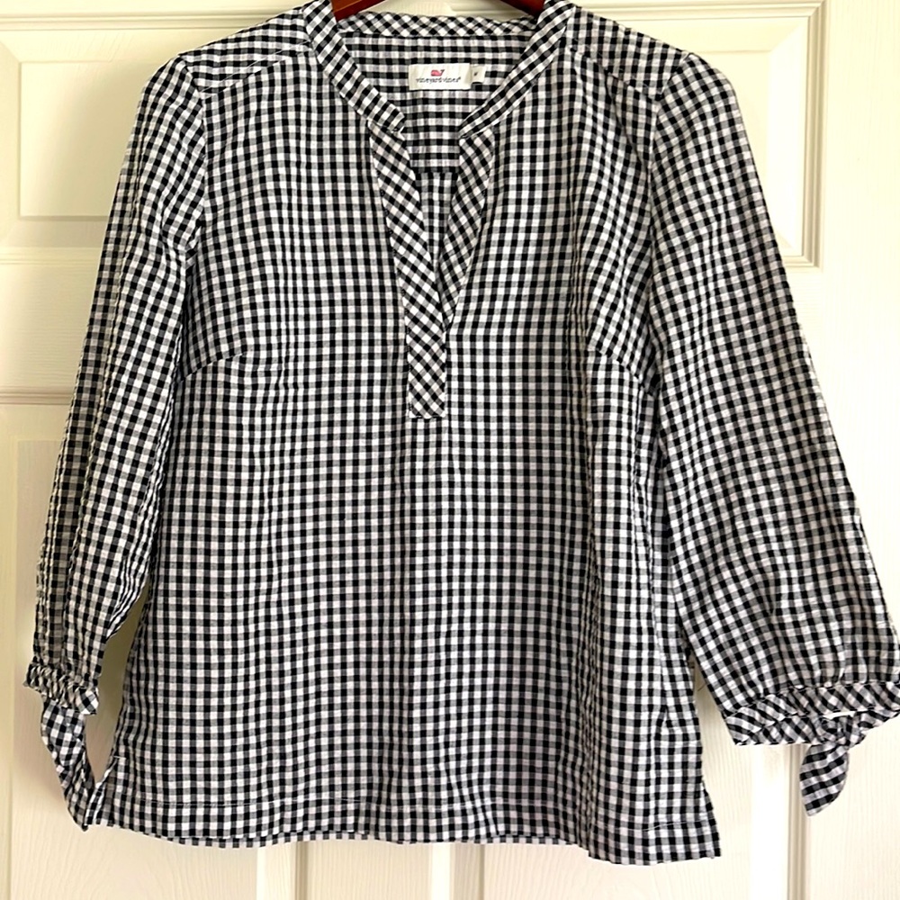 Vineyard vines 3/4 sleeve black white checkered